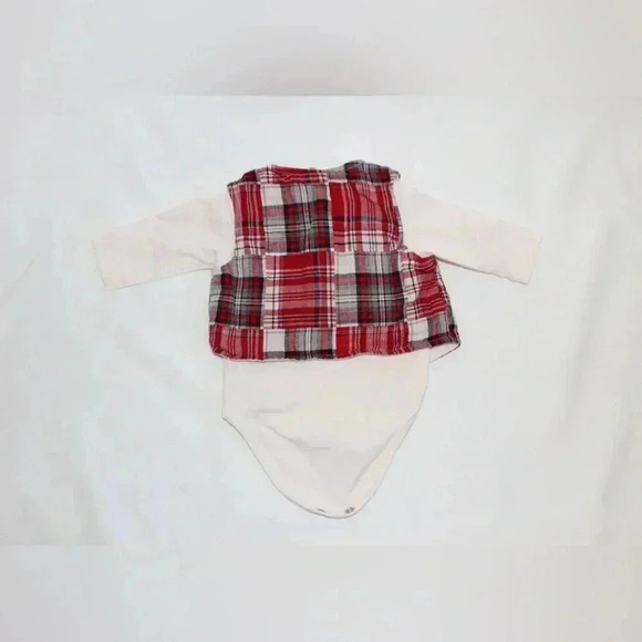 Cachcach Vintage Baby Boy Onsie with red checkered vest & black bowtie 9M Dressy - Picture 5 of 12